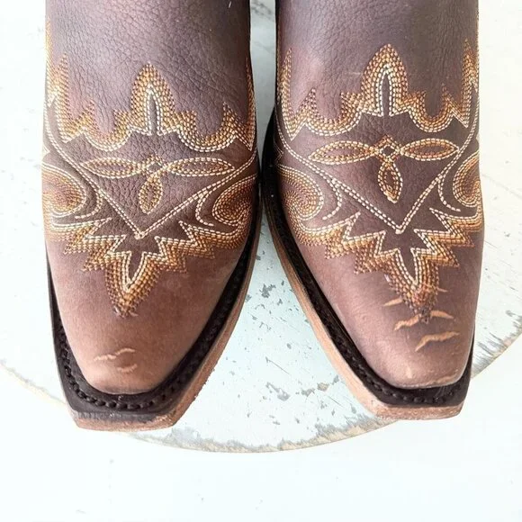 Lane LEXINGTON Womens Cowboy Boots 6 Cognac Brown Western Cowgirl Mid Calf Tall - Picture 6 of 11